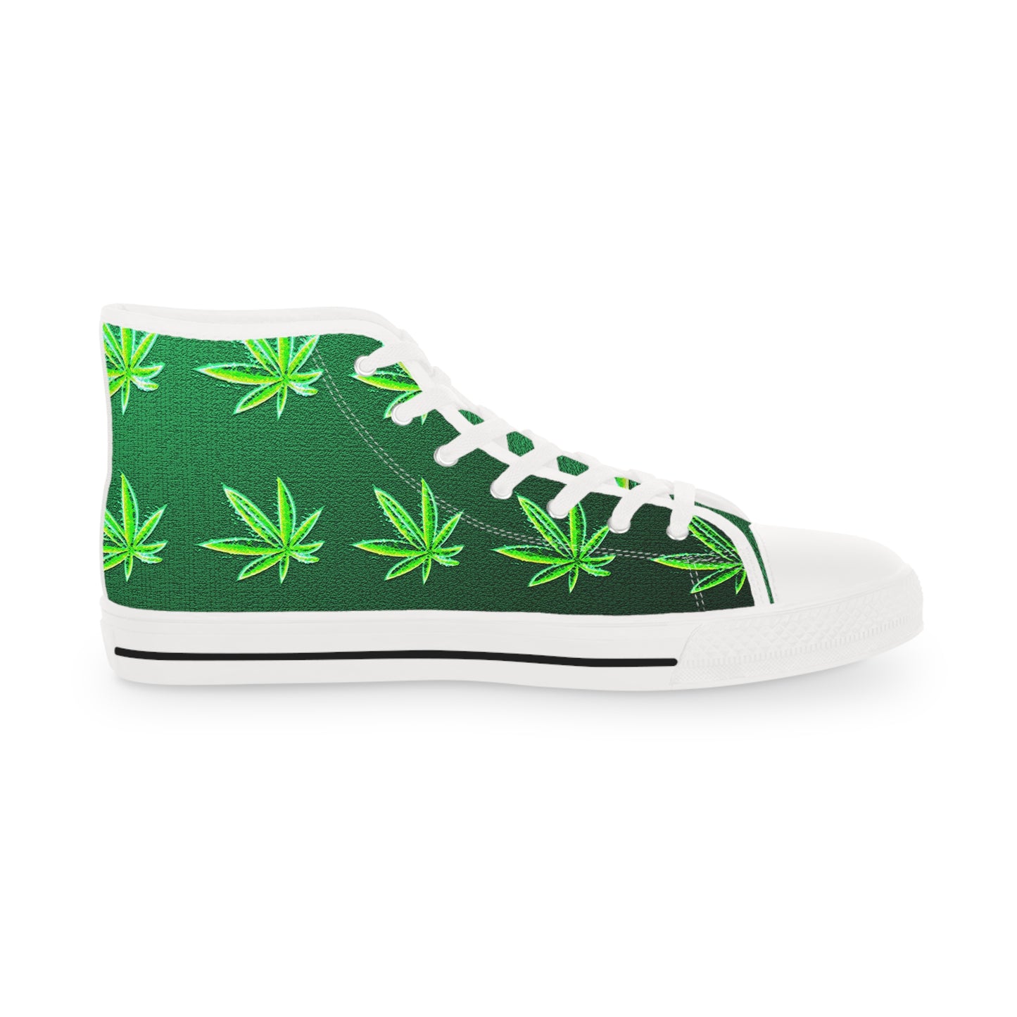 Classic Green Marijuana Leaves Men's High Top Sneakers