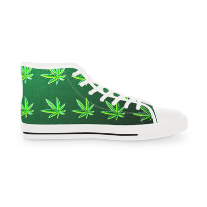 Classic Green Marijuana Leaves Men's High Top Sneakers