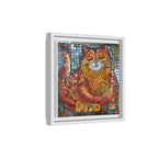 Radiant Whiskers: The Joyful Cat, Framed Mosaic Cat Art Print — Colorful Modern Wall Canvas