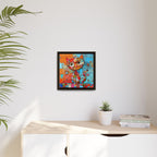 "Whimsical Mosaic Cat", Framed Mosaic Cat Art Print — Colorful Modern Wall Canvas