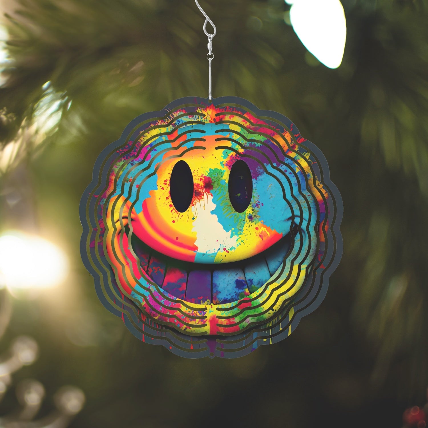 Tie Dye Happy Face Wind Spinner