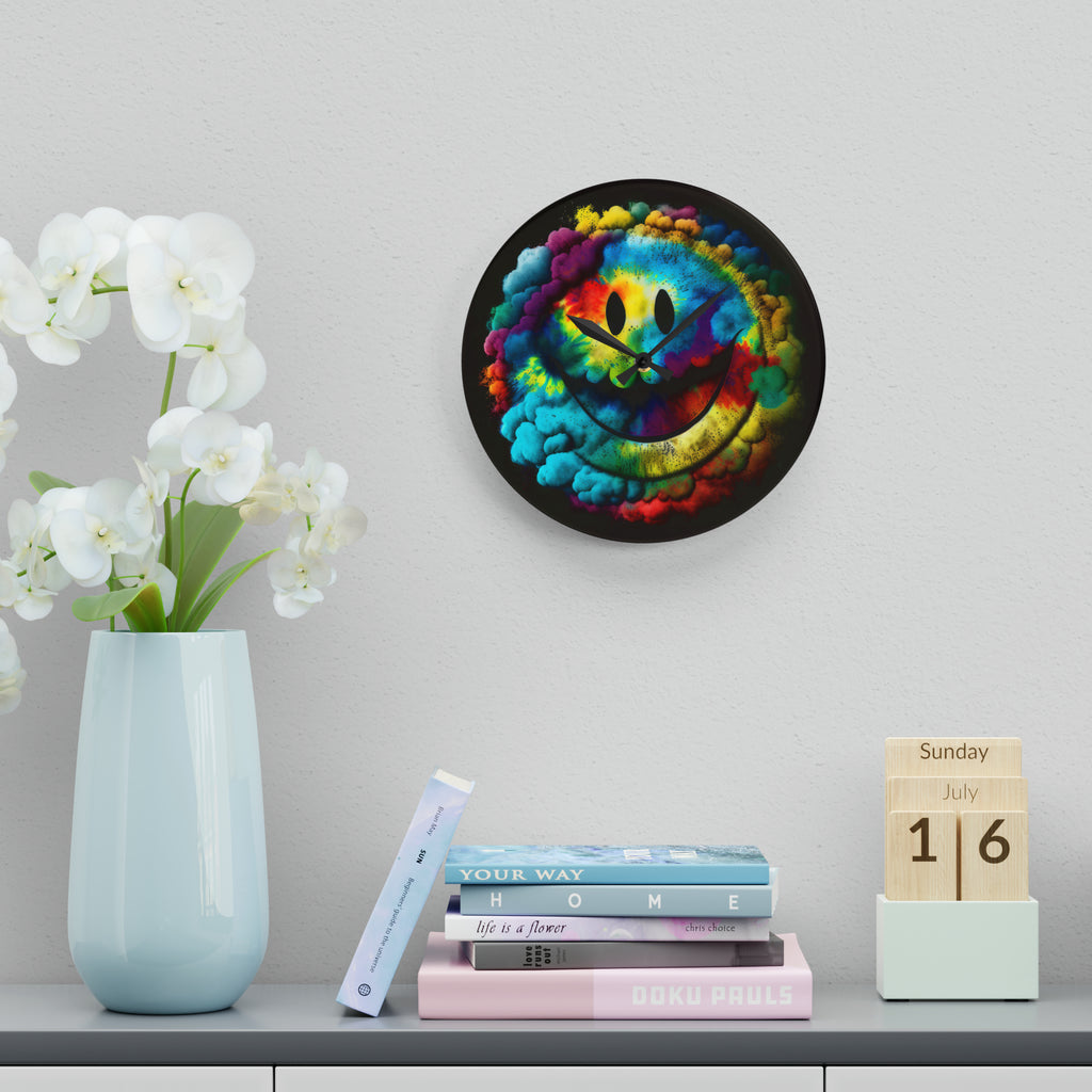 Happy Tie Dye Face Style 4 Wall Clock