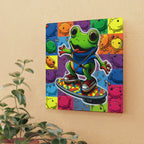 Hip Hip Hop Skating Boarding Cool Frog With Back Ground Frog Collage Wall Clock