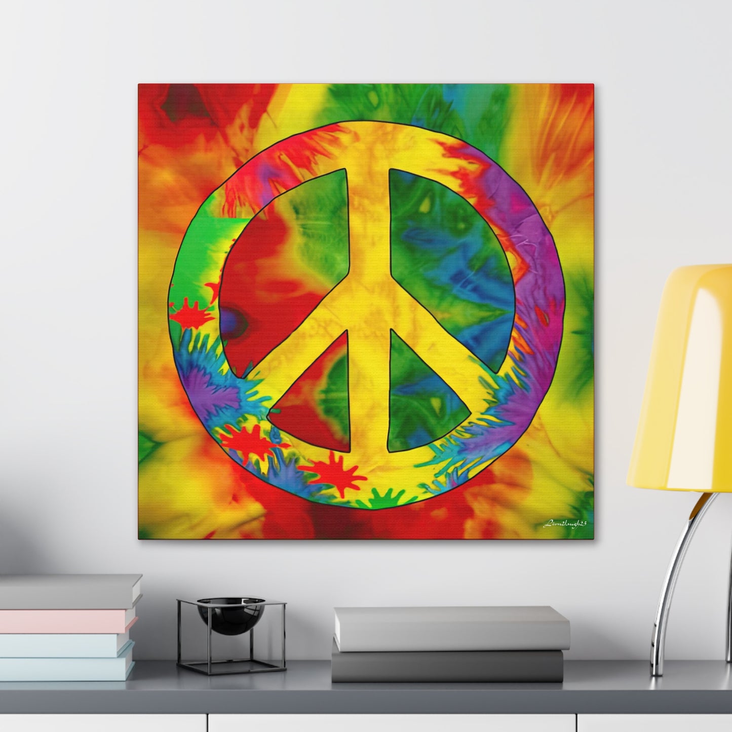 Coolio Tie Dye Hippie Peace Sign 2 Canvas Gallery Wraps