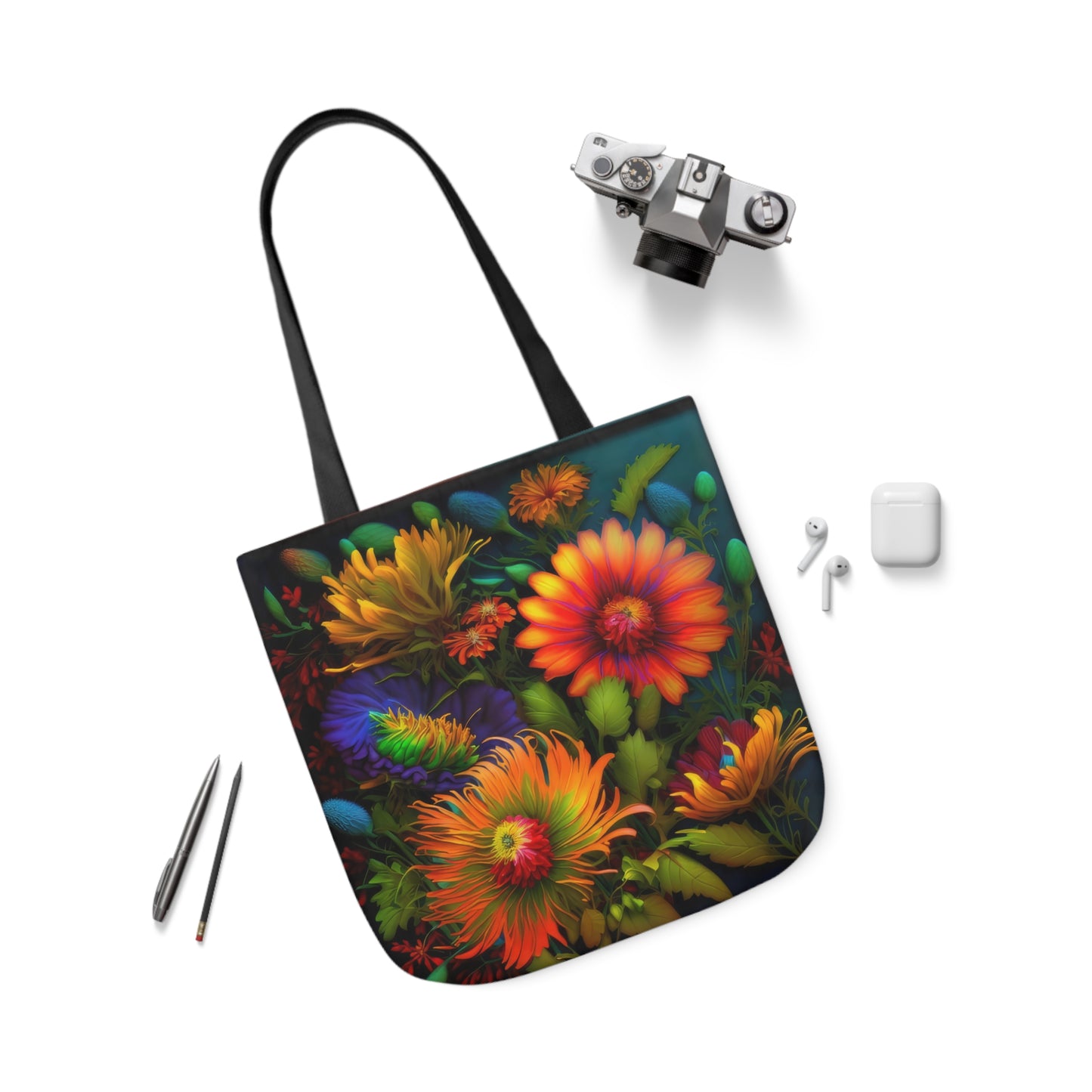 Bold And Beautiful Flowers Style One Polyester Canvas Tote Bag (AOP)