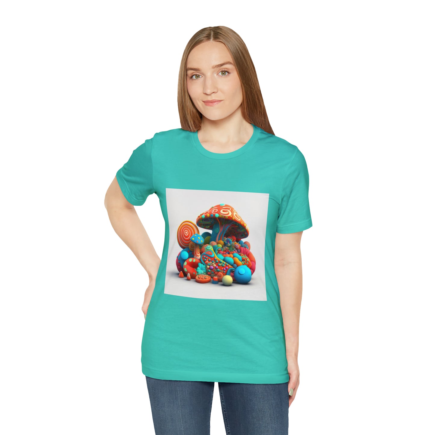 Hippie Mushroom Color Candy Style Design Style 1Unisex Jersey Short Sleeve Tee