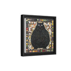 "Playful Black Cat Mosaic", Framed Mosaic Cat Art Print — Colorful Modern Wall Canvas