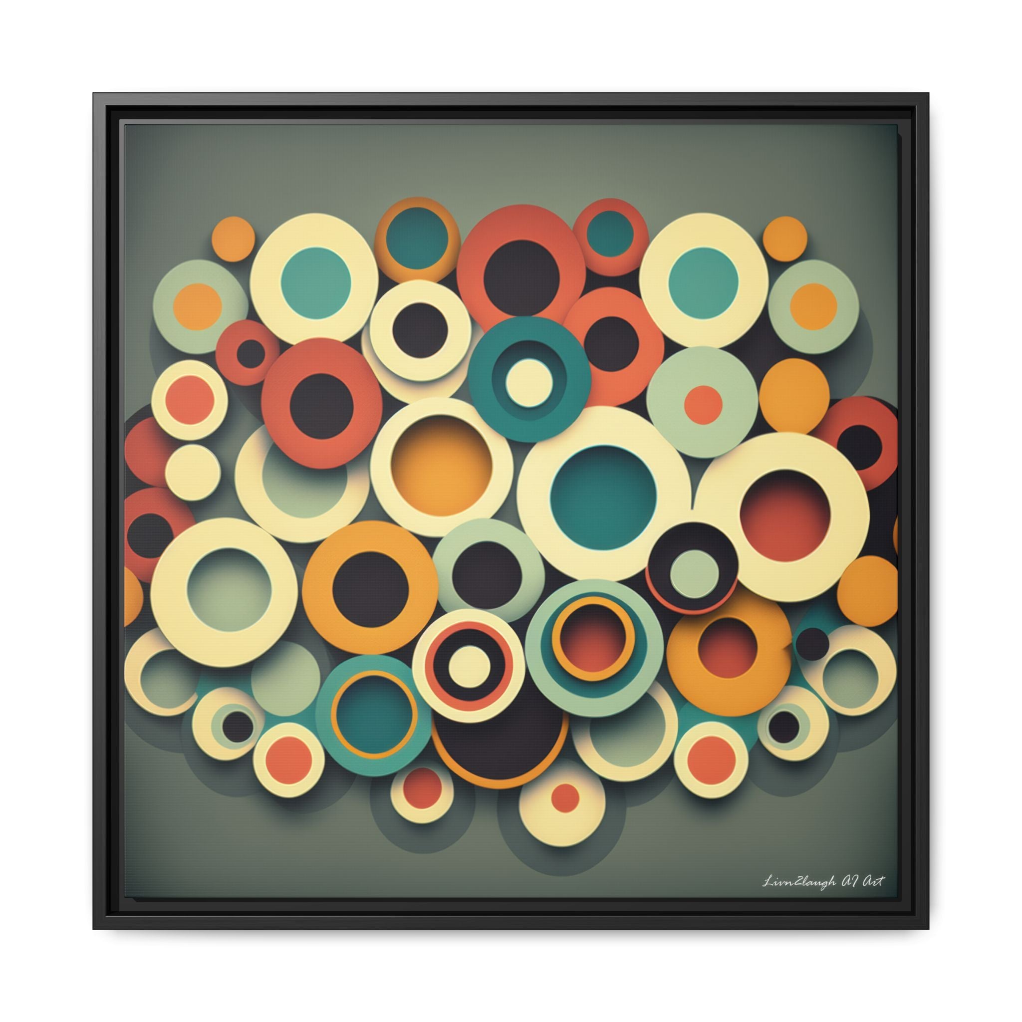 Gathered Circles, Matte Canvas, Framed (Multi-color)
