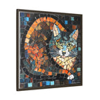 "Bold Mosaic Cat", Framed Mosaic Cat Art Print — Colorful Modern Wall Canvas