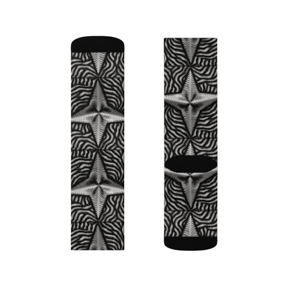 Beautiful Stars Abstract Star Style Black And White Sublimation Socks