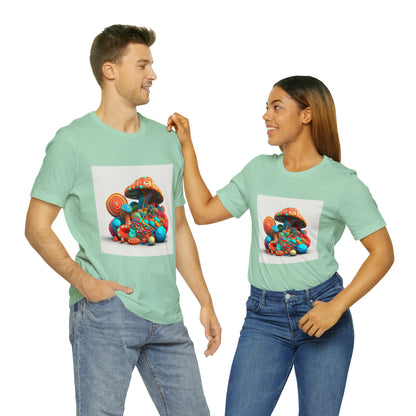 Hippie Mushroom Color Candy Style Design Style 1Unisex Jersey Short Sleeve Tee