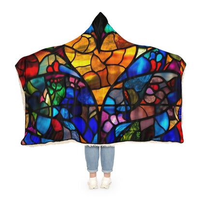 Stained Glass Blue Background Amazing Yellow Heart Snuggle Blanket