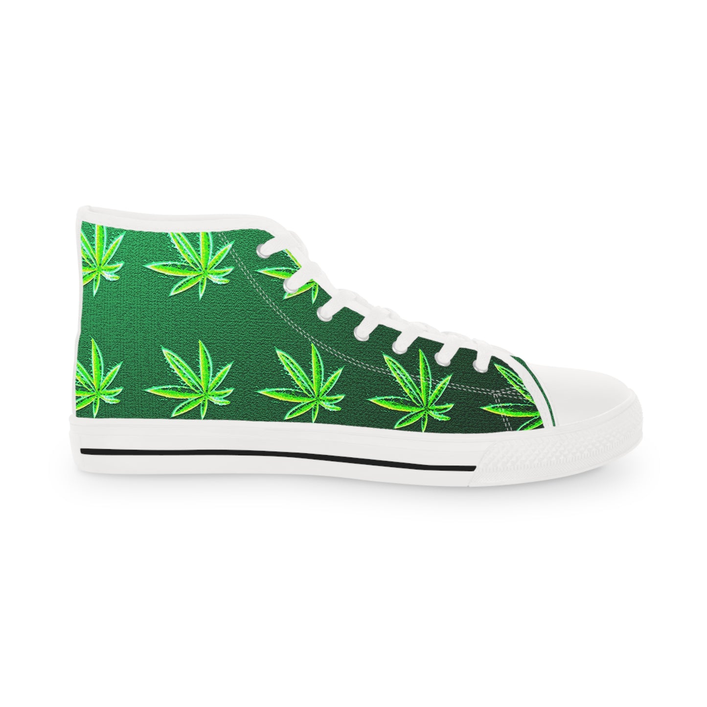 Classic Green Marijuana Leaves Men's High Top Sneakers