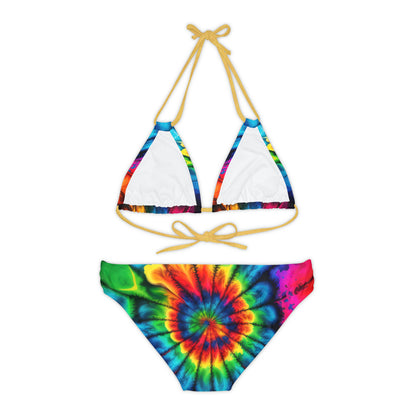 Bold And Beautiful Tie Dye Style 2 B Strappy Bikini Set (AOP)