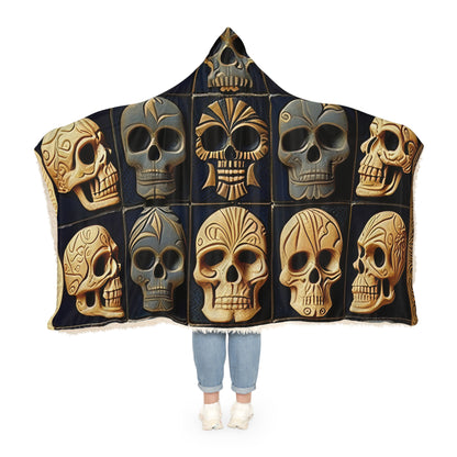 Deeply Detailed Blue And Cream White Skulls Snuggle Blanket