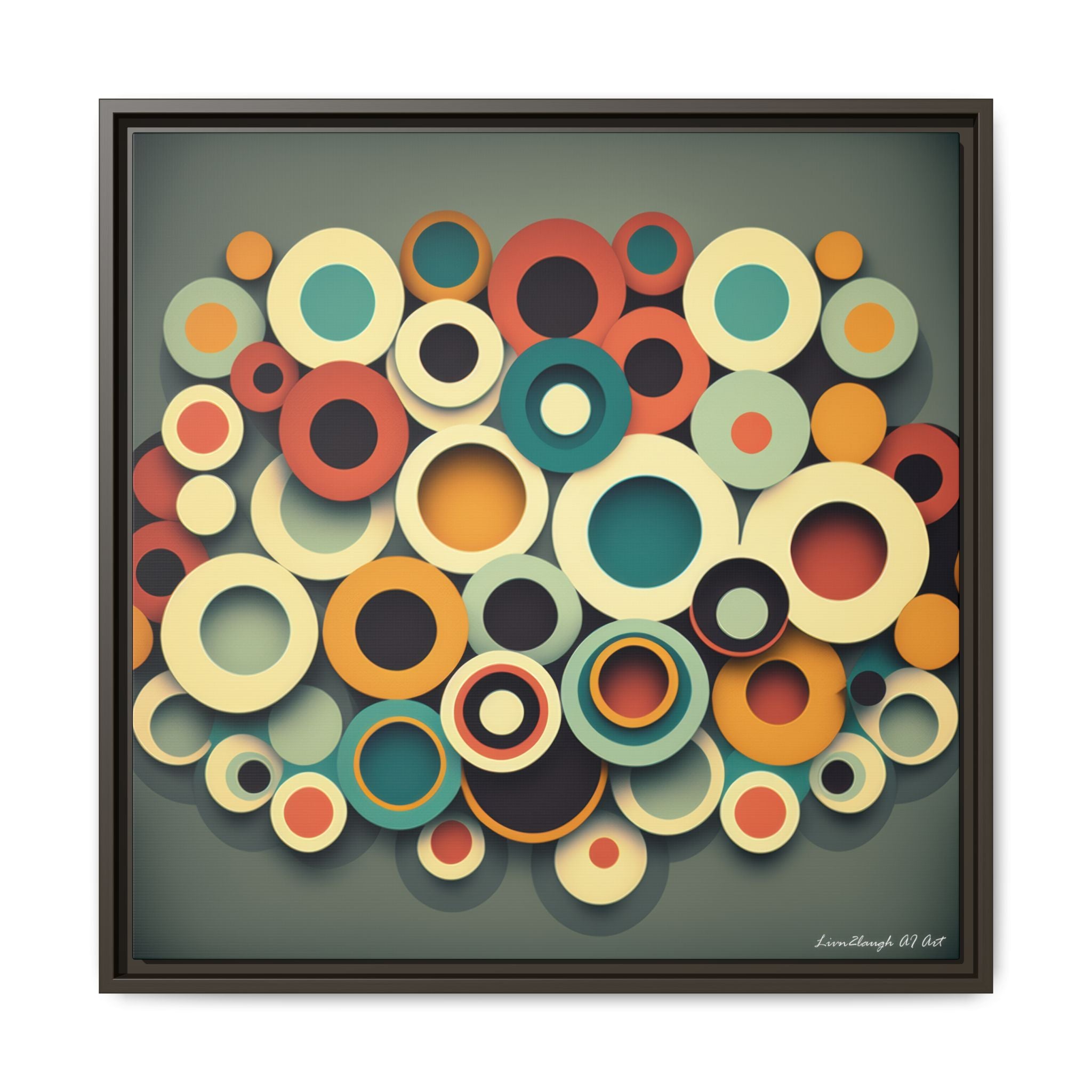 Gathered Circles, Matte Canvas, Framed (Multi-color)