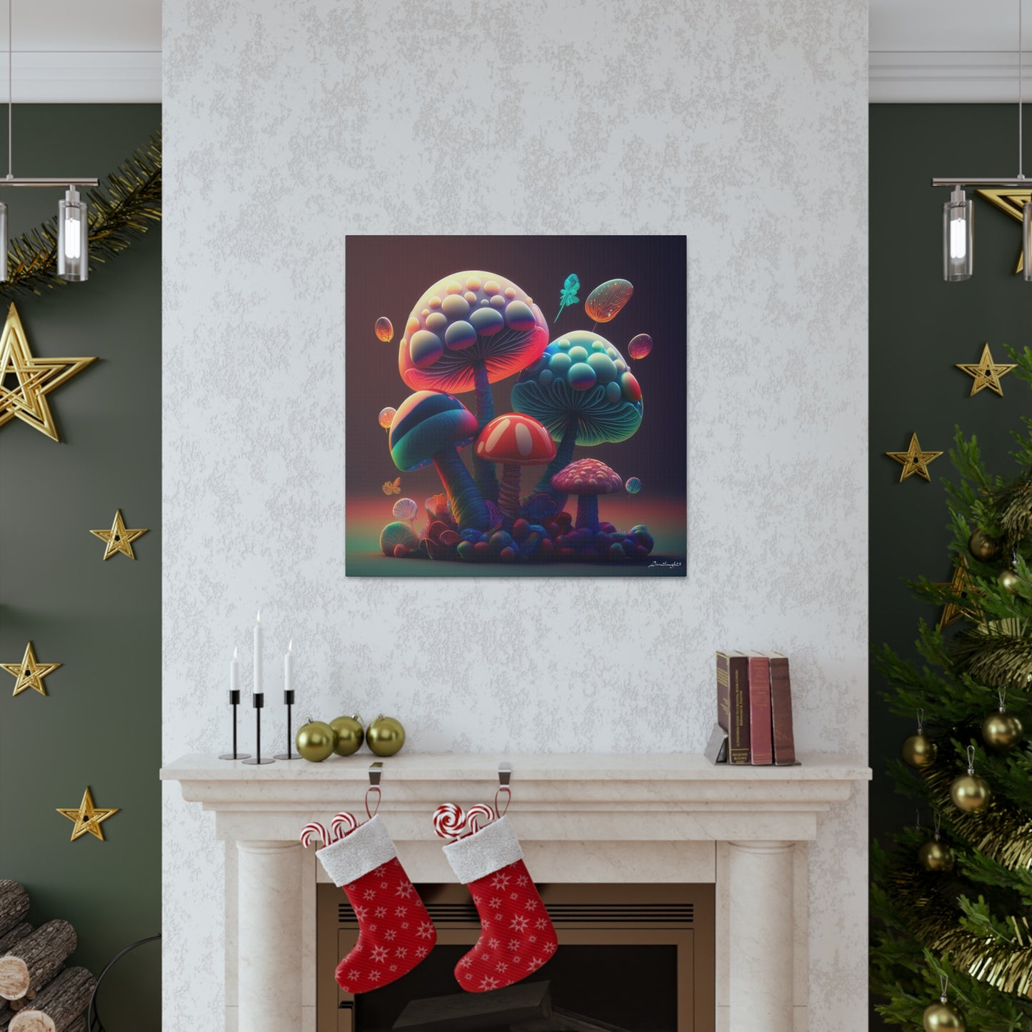 Beautiful Mushroom Luminating Colorful Bliss 5 Canvas Gallery Wraps