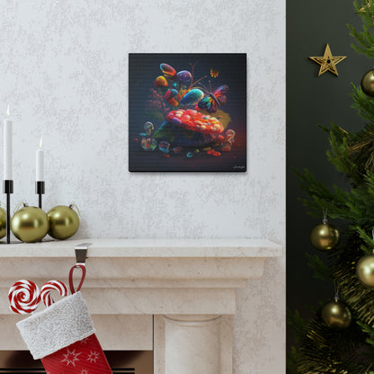 Beautiful Mushroom Luminating Colorful Bliss With Butterflies Canvas Gallery Wraps