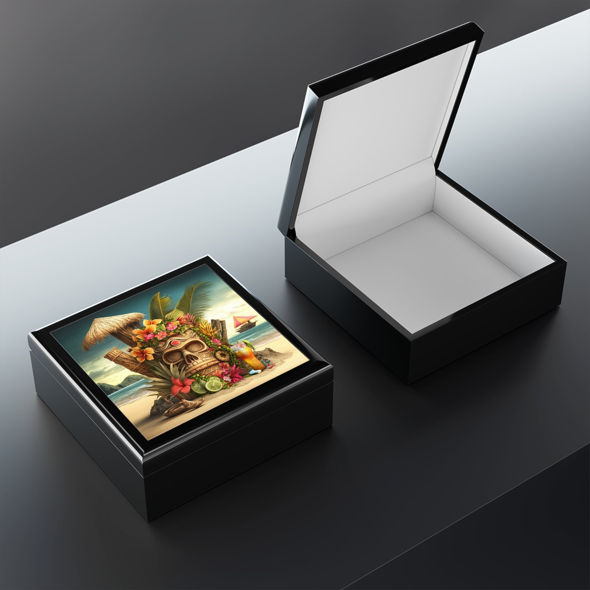 Tiki Dreams by the Shore, Jewelry- Stash -Collection Box