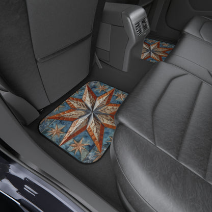 Beautiful Stars Abstract Star Style Orange, White And Blue Car Mats (Set of 4)