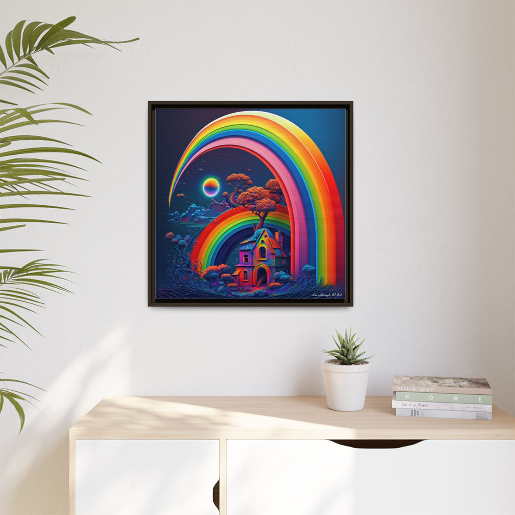 Home Beneath the Rainbow, Art Print — Colorful Modern Wall Canvas