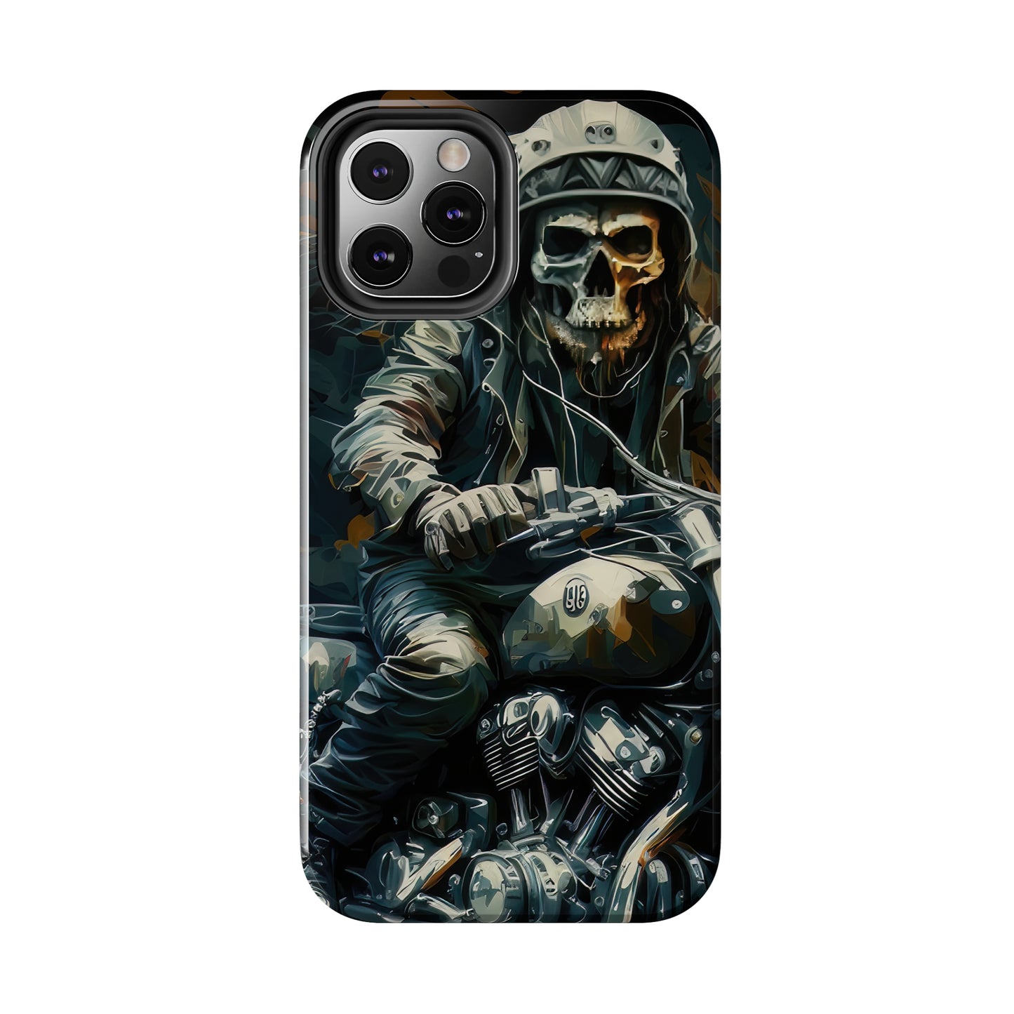 Skull Motorcycle Rider, Ready to Tear Up Road On Beautiful Bike Tough Phone Cases