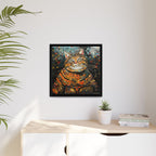 Mosaic Majesty: The Regal Cat, Framed Mosaic Cat Art Print — Colorful Modern Wall Canvas