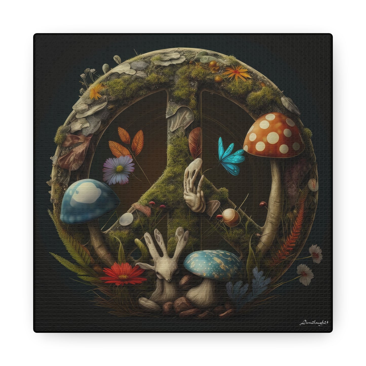 Beautiful Forest Round Peace Sign 5 Canvas Gallery Wraps