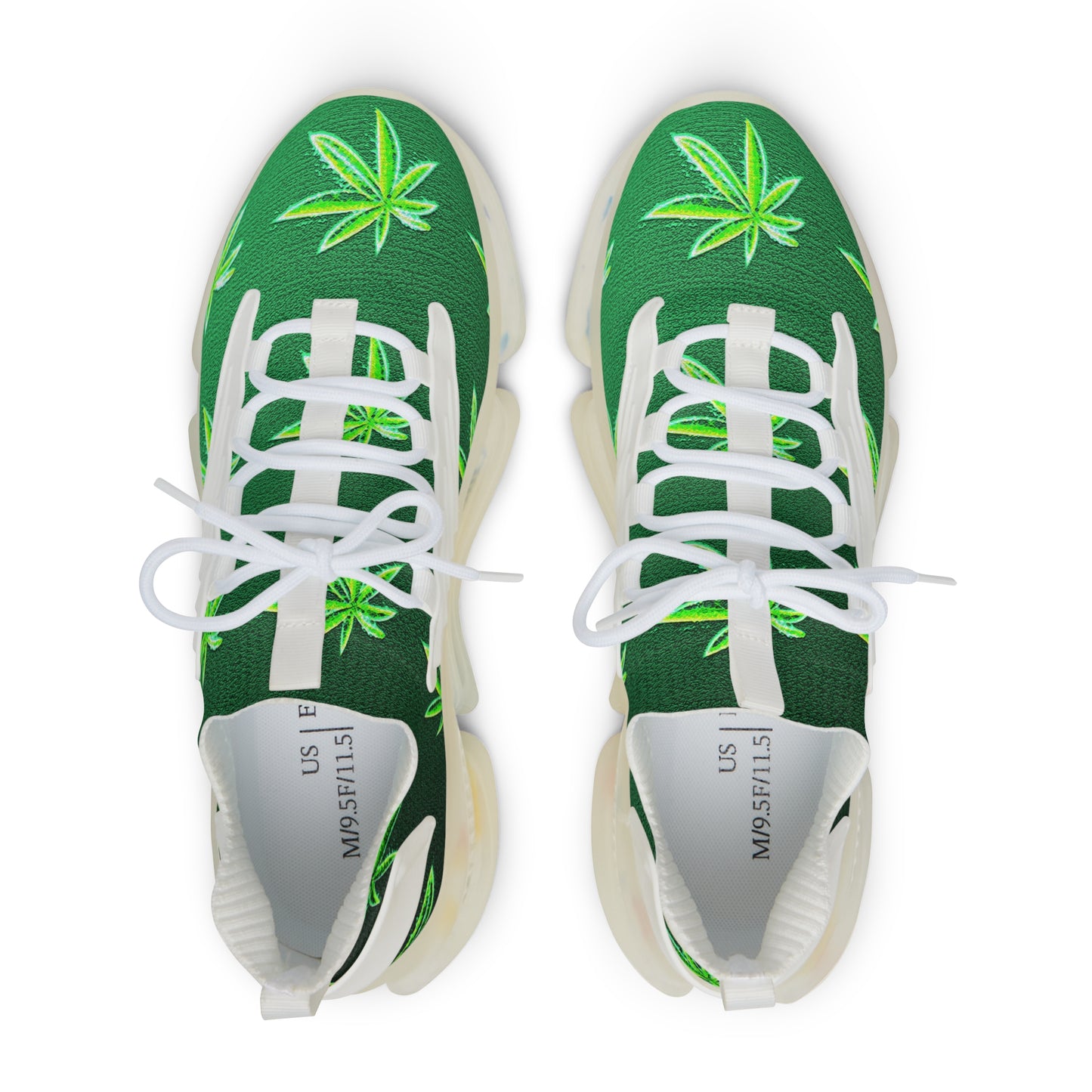 Classic Green Marijuana Leave Men's Mesh Sneakers