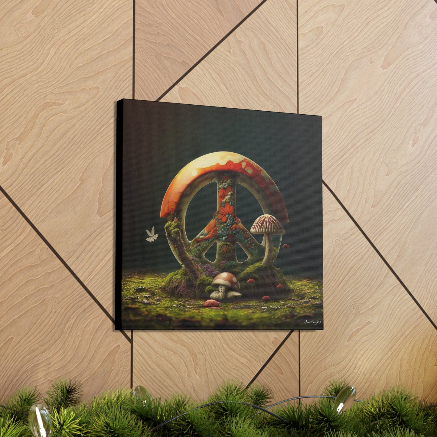 Beautiful Forest Round Peace Sign 6 Canvas Gallery Wraps