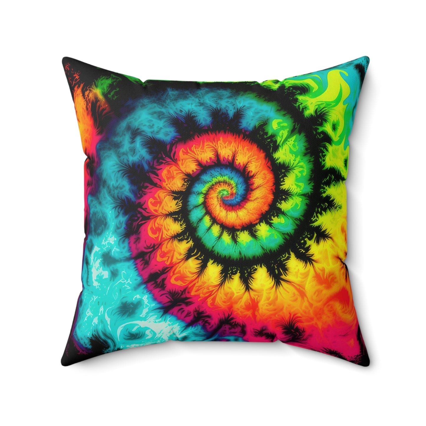 Bold And Beautiful Tie Dye Style Three Spun Polyester Square Pillow