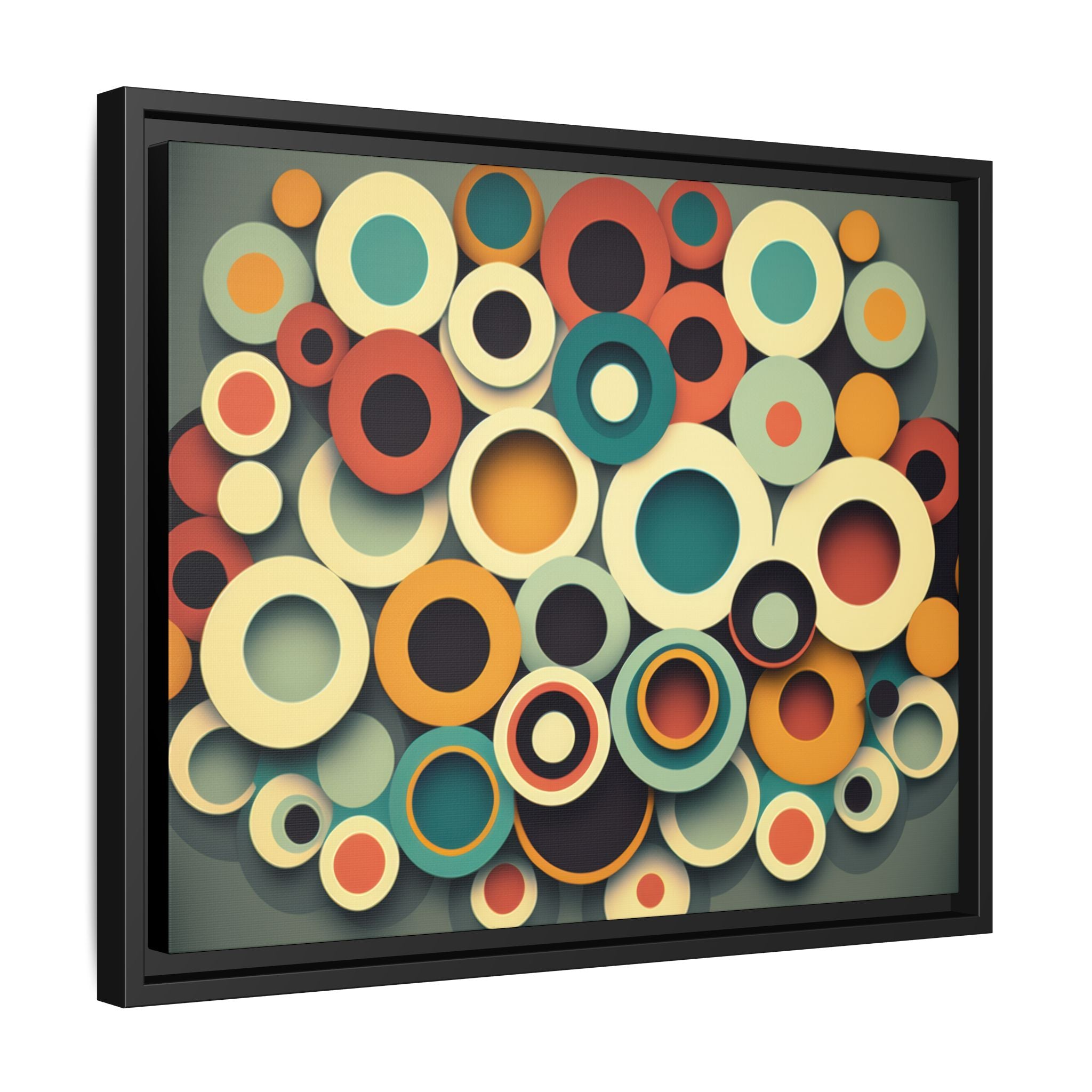 Gathered Circles, Matte Canvas, Framed (Multi-color)