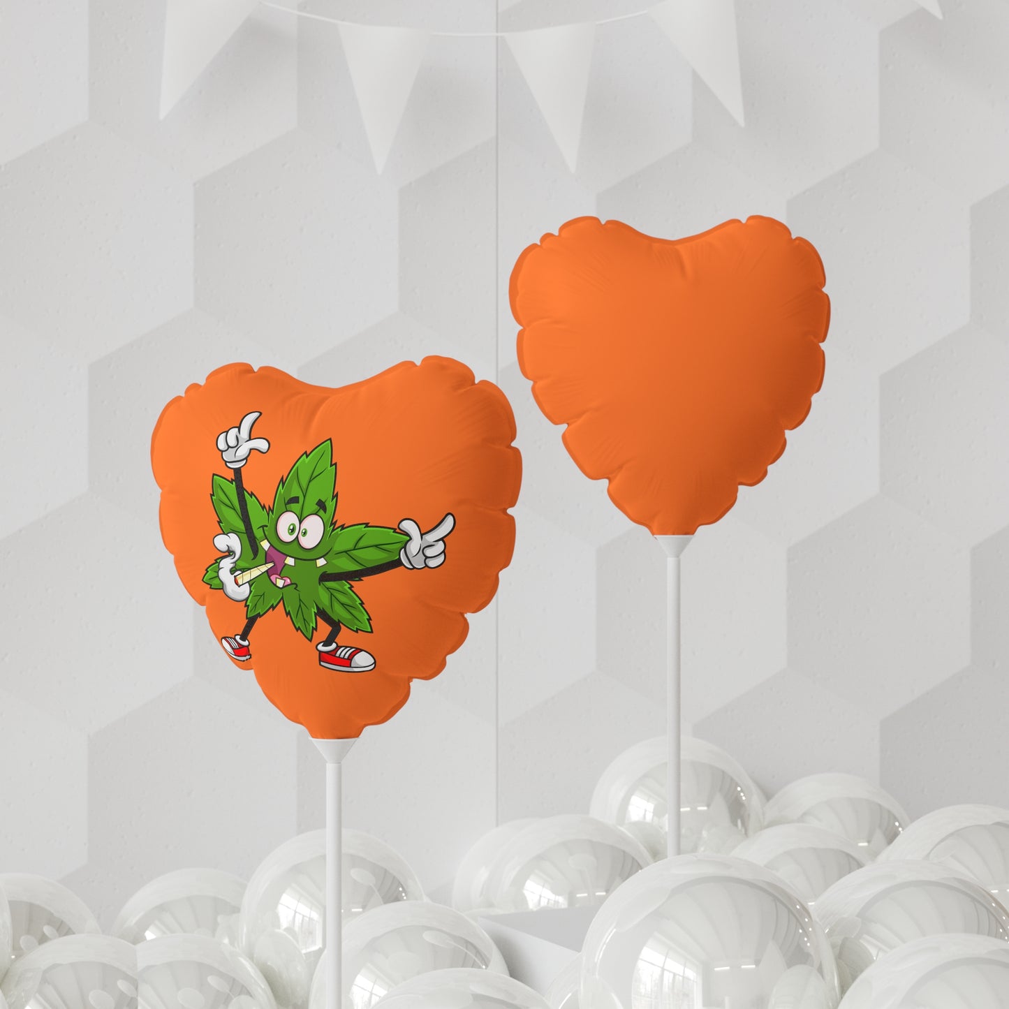 Marijuana Reggae Pot Leaf Man Smoking A Joint With Red Sneakers Style 3, Orange Balloon (Round and Heart-shaped), 11"