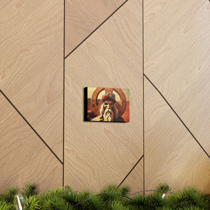 Wise Man In Dessert With Beard And Peace Sign Canvas Gallery Wraps