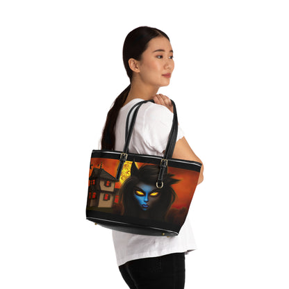 Gothic Chic With Pointy Horns, Breathtaking Moon and Background, PU Leather Shoulder Bag