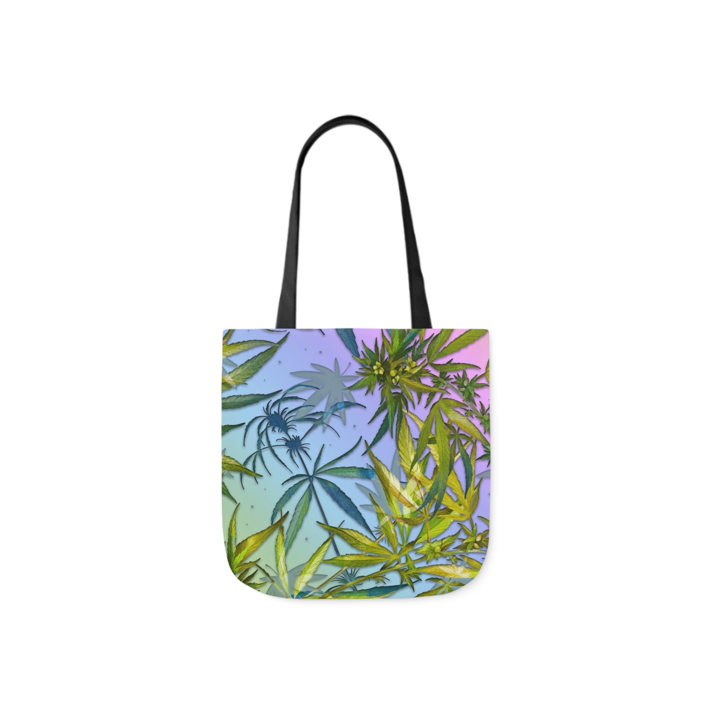 Sassy Pink And Green 420 Weed Marijuana Leaf Polyester Canvas Tote Bag (AOP)