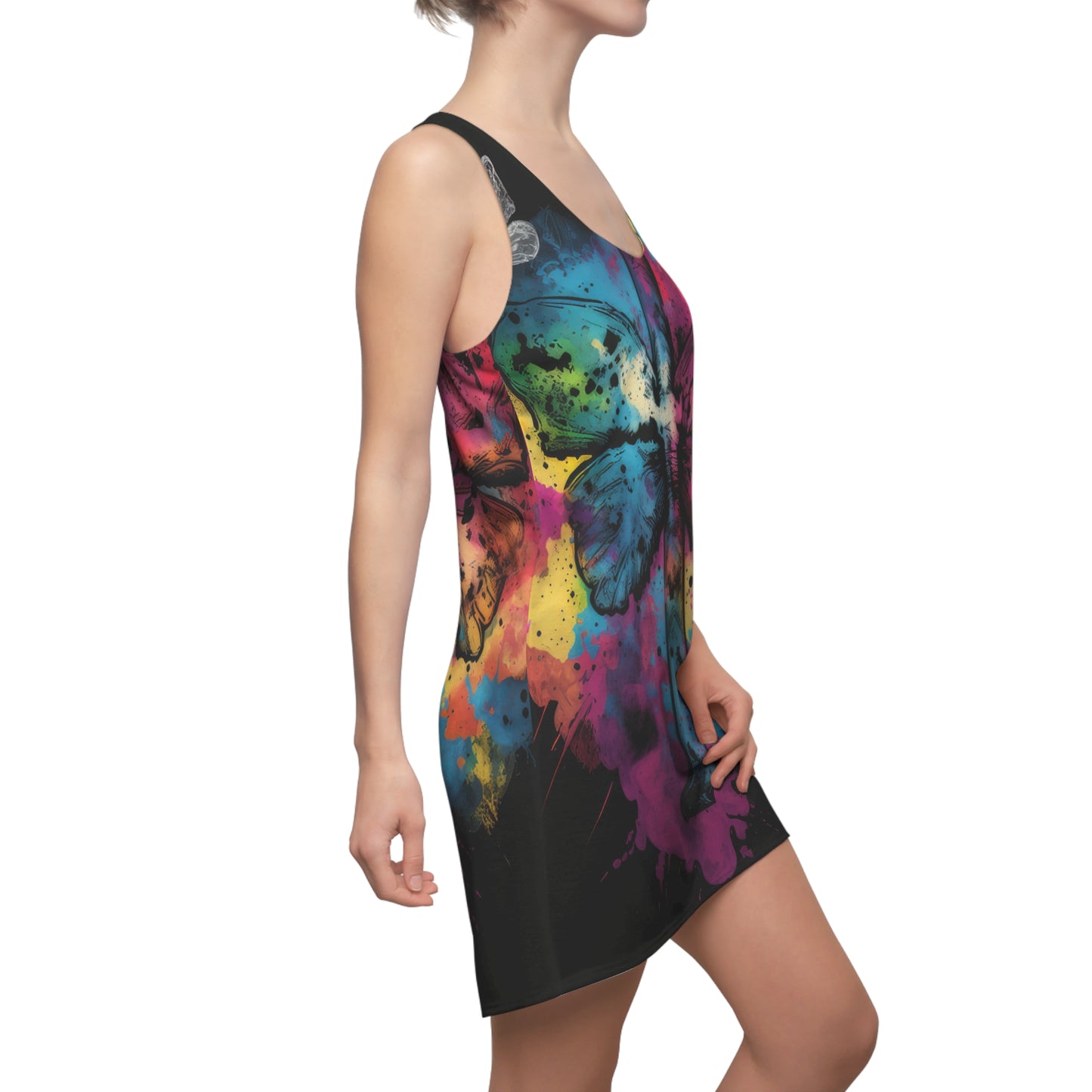 Bold And Beautiful Tie Dye Style Four Women's Cut & Sew Racerback Dress (AOP)