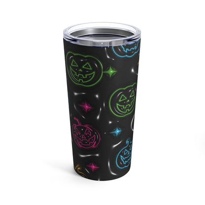 Neon Colored Blue Pink Red Pumpkins With Black Background 3-D Puffy Halloween by  Mulew Art Tumbler 20oz