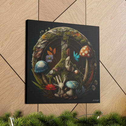 Beautiful Forest Round Peace Sign 5 Canvas Gallery Wraps