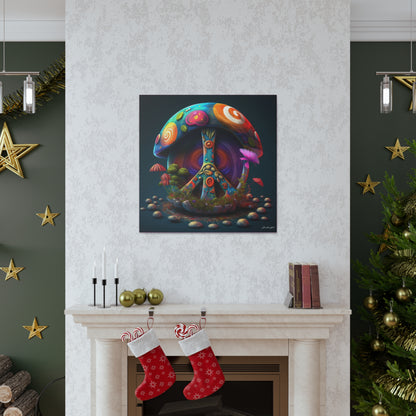 Gorgeous Colored Mushroom With Beautifully Designed Half Peace Sign Stem Canvas Gallery Wraps