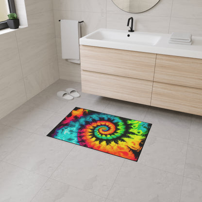 Bold And Beautiful Tie Dye Style Three Heavy Duty Floor Mat