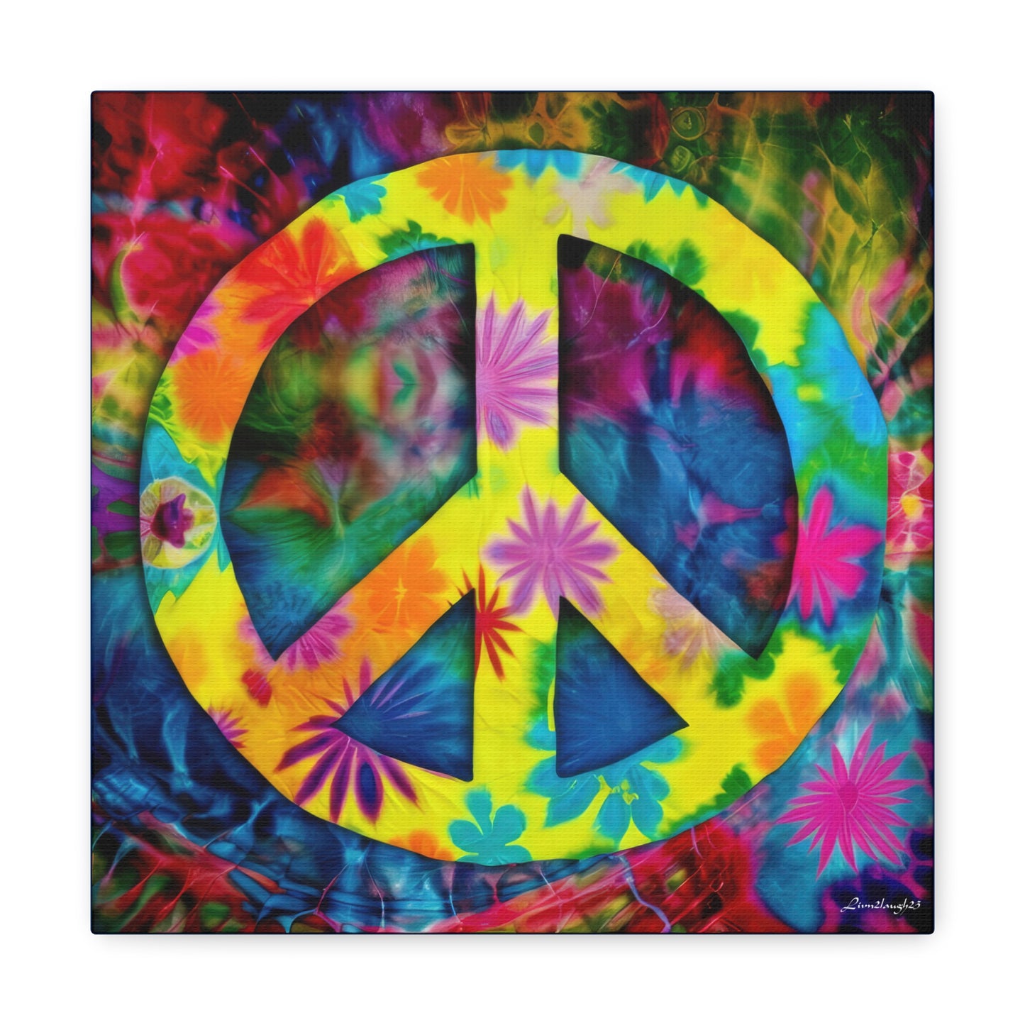 Coolio Tie Dye Hippie Peace Sign 3 Canvas Gallery Wraps