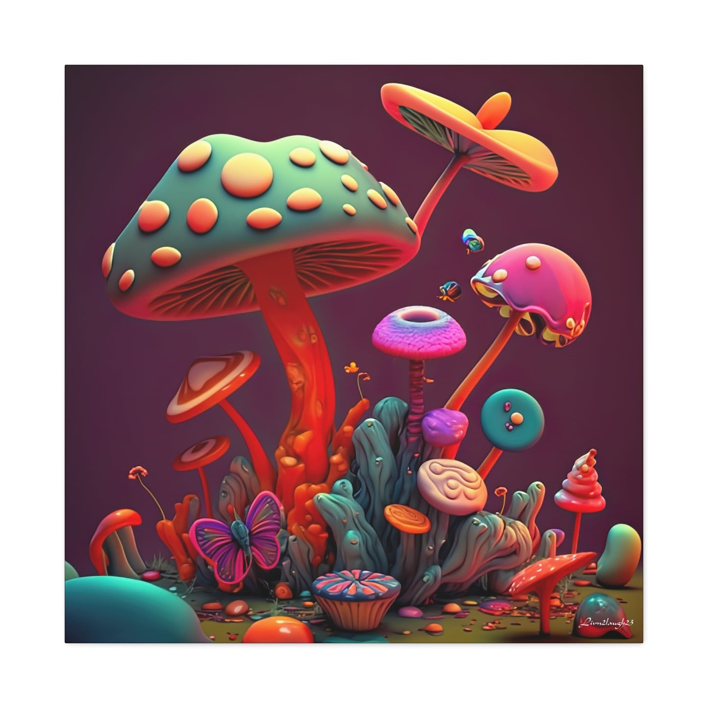 Beautiful Mushroom Luminating Colorful Bliss 2 Canvas Gallery Wraps