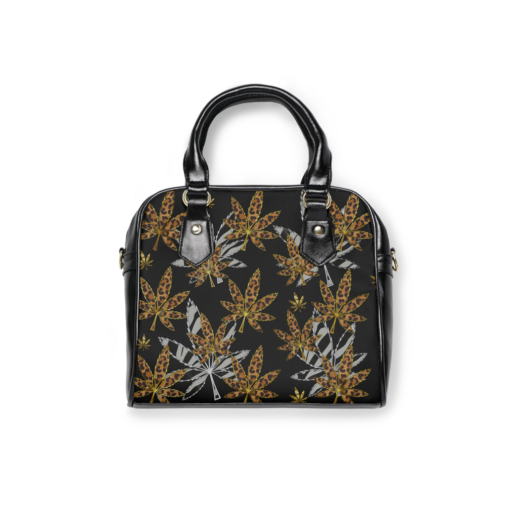 Gold And Zebra Marijuana Pot Weed Leaf 420 Marijuana Shoulder Handbag