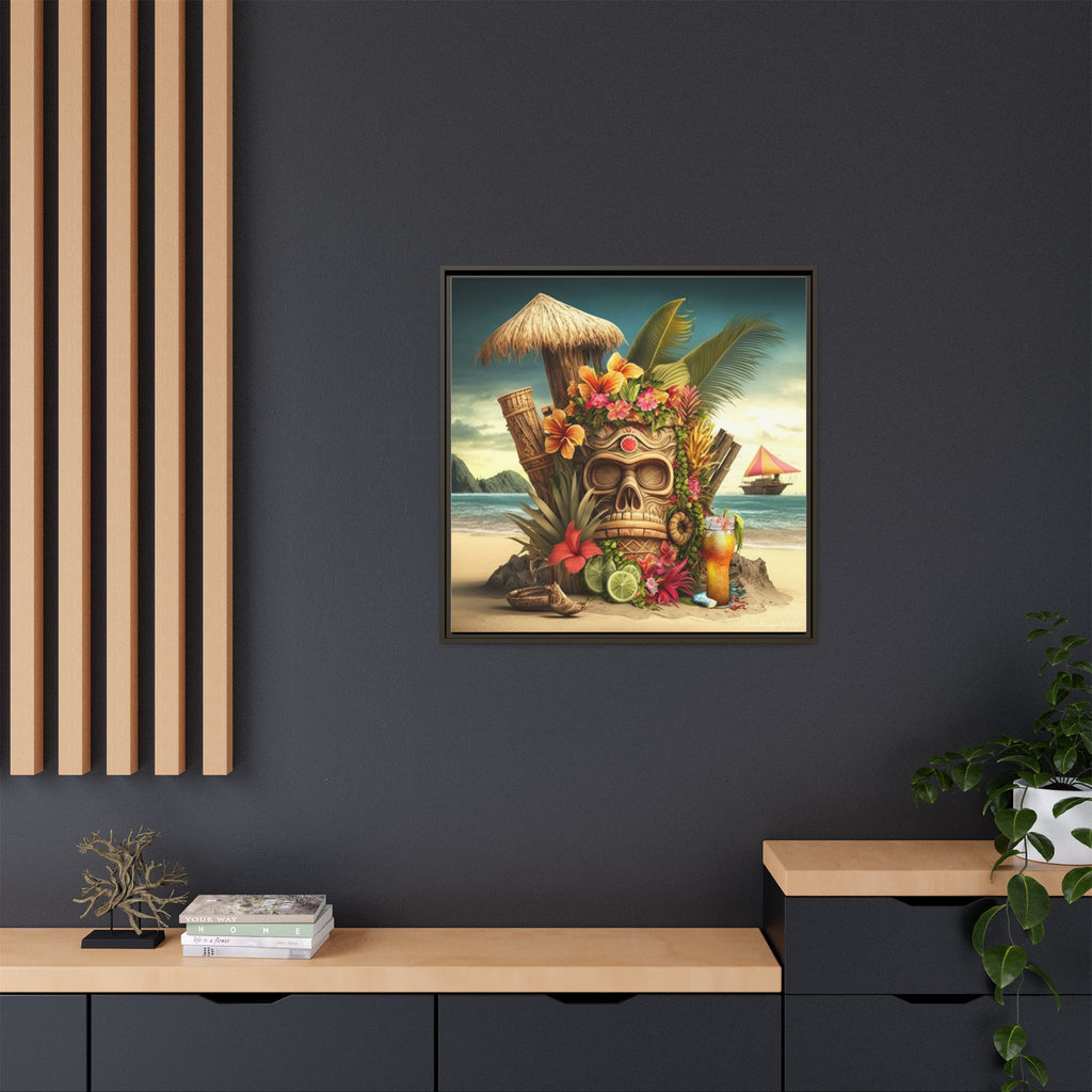 Tiki Dreams by the Shore, Art Print — Colorful Modern Wall Canvas
