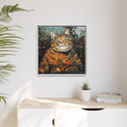 Mosaic Majesty: The Regal Cat, Framed Mosaic Cat Art Print — Colorful Modern Wall Canvas