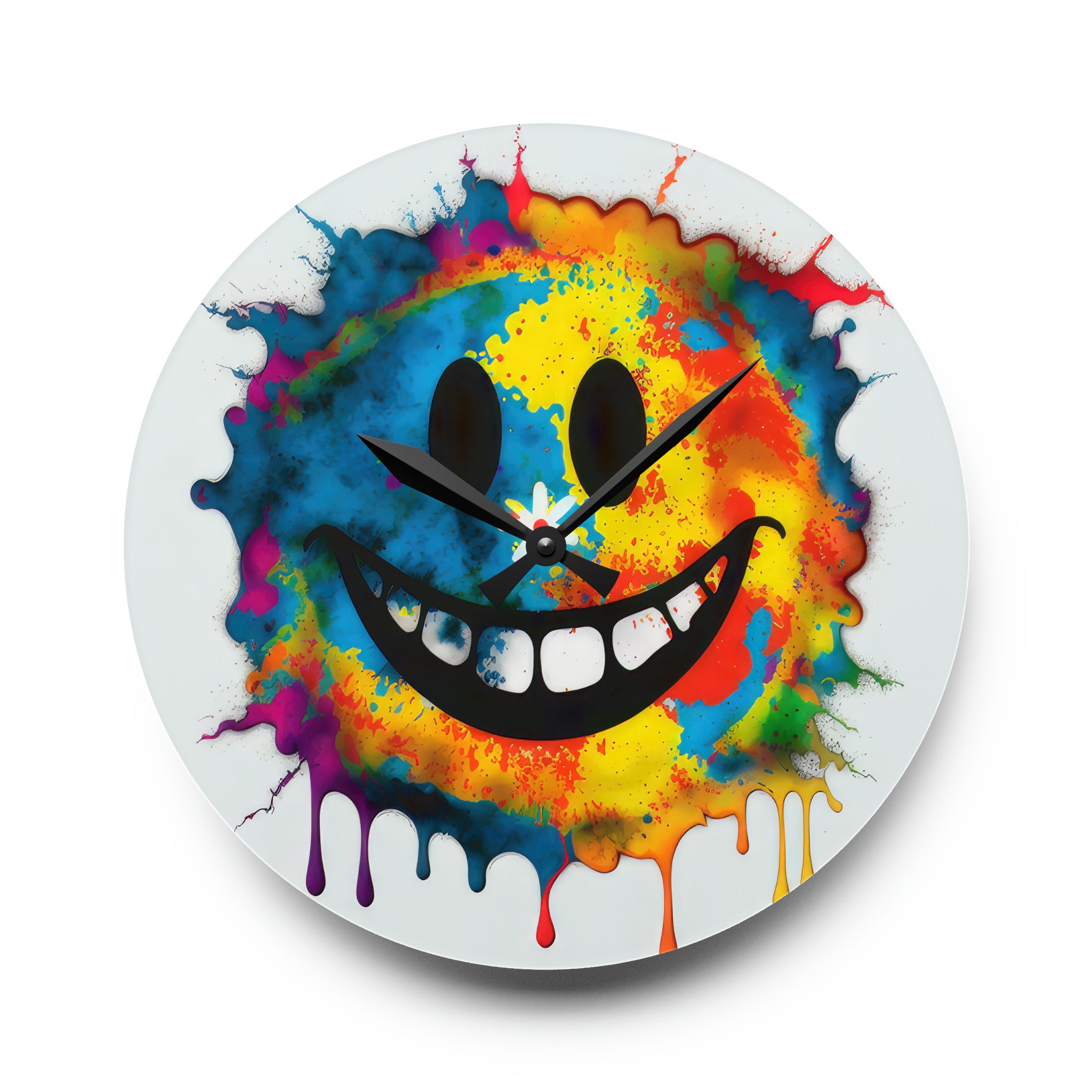 Happy Tie Dye Face Style 3 Wall Clock
