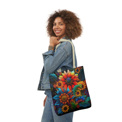 Bold And Beautiful Colorful Flowers Style Two Polyester Canvas Tote Bag (AOP)