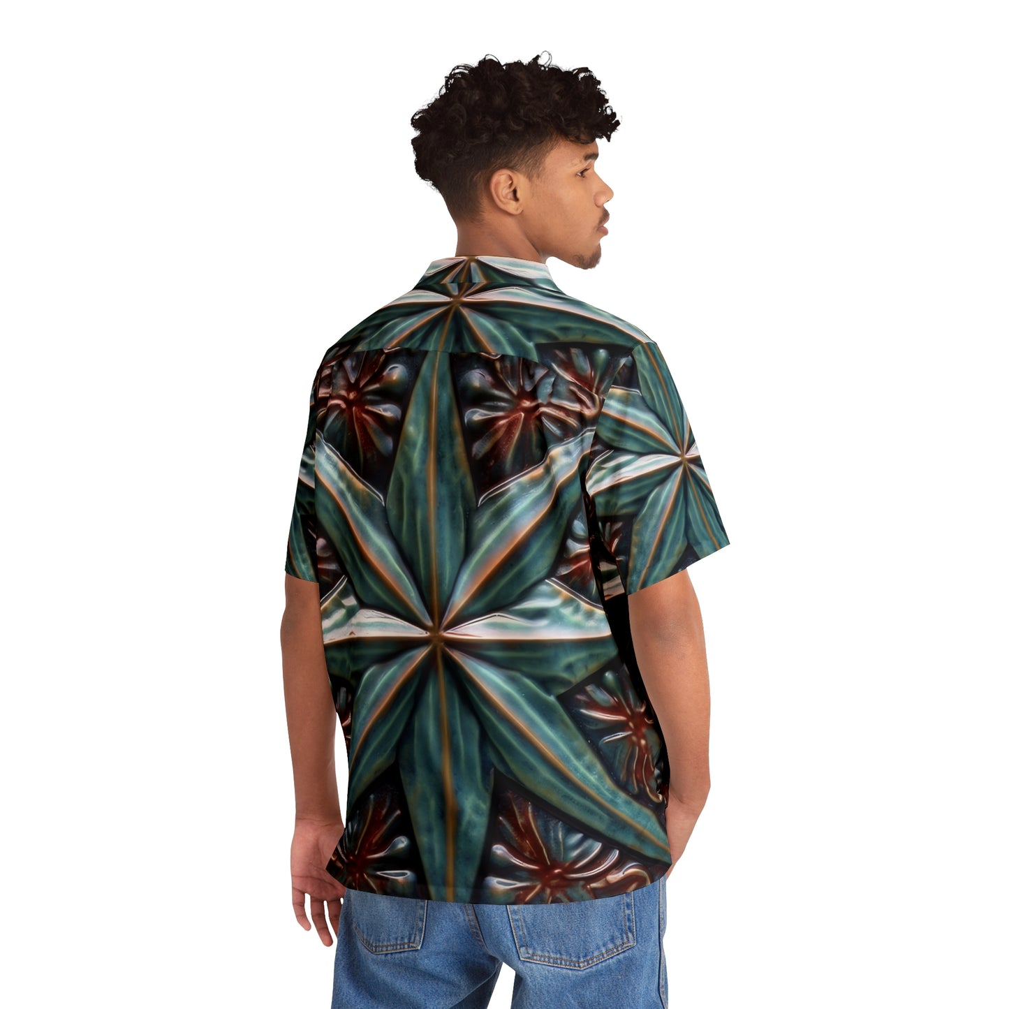 Beautiful Stars Abstract Star Style Blue And Red Men's Hawaiian Shirt (AOP)