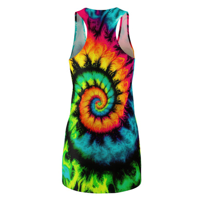 Bold And Beautiful Tie Dye Style Three C, Women's Cut & Sew Racerback Dress (AOP)